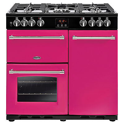 Belling Farmhouse 90DFT Dual Fuel Range Cooker Pink